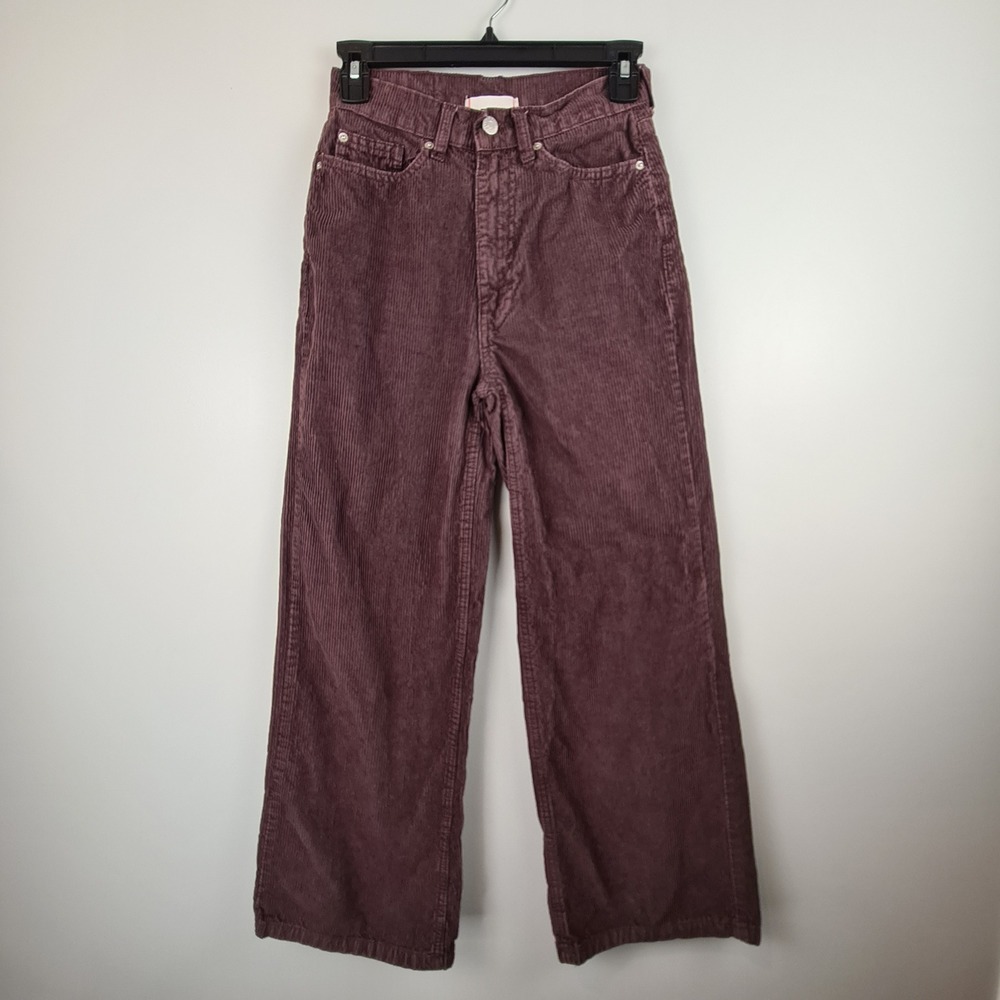 BDG Urban Outfitters High & Wide Baggy Corduroy Pants Brown 24 High Rise Leg